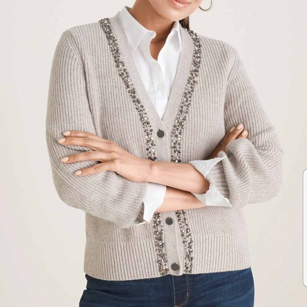 Chico's knit sparkle embellished sweater. Size 8 (Chico"s size 1)